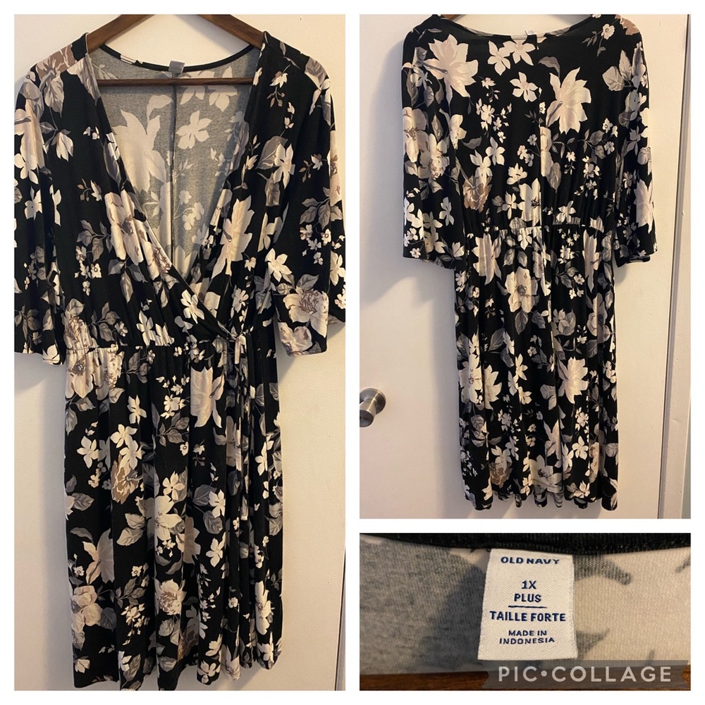 Old Navy Fit & Flare Jersey Tie-belt Floral Dress